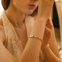 LISBLIER Classic Jewelry Gold Plated Bangle Bracelets,Stainless Steel with Crystal Cuff Bangle Bracelets for Women Jewelry Size 6.75 Inches