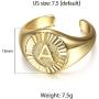 Trendsmax Chic Gold Plated Initial Letter A-Z Signet Statement Band Ring for Women Girls Stylish Knuckle Stackable Party Open Ring Size 7.5