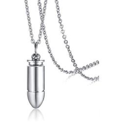 VNOX Stainless Steel Bullet Pendant Necklace for Men Women,Black