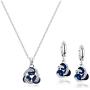 Crystalline Azuria Round Colorful Multi Blue Simulated Sapphire White Cubic Zirconia Crystals Jewellery Set Pendant Necklace 18'' Earrings 18 ct Rose Gold Plated 18K White Gold Plated for Costume Jewelry Sets for Women