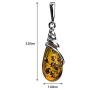 Amber Sterling Silver Drop Dangle Earrings Pendant Necklace Set Chain 18''