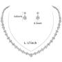 WeimanJewelry White Gold/Gold/Rose Gold Plated Women Cubic Zirconia Round Cut CZ Bridal Necklace and Drop Earring Set for Bride Wedding