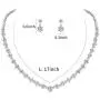 WeimanJewelry White Gold/Gold/Rose Gold Plated Women Cubic Zirconia Round Cut CZ Bridal Necklace and Drop Earring Set for Bride Wedding