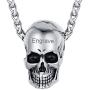 FaithHeart Gothic Skull Necklace Stainless Steel Punk Jewelry for Men Skeleton Pendant Necklace Cool Bullet Personalized Customize Gift Packaging