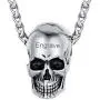 FaithHeart Gothic Skull Necklace Stainless Steel Punk Jewelry for Men Skeleton Pendant Necklace Cool Bullet Personalized Customize Gift Packaging