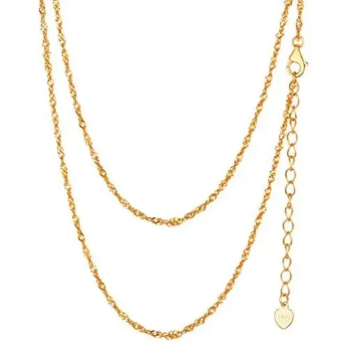 PROSILVER 925 Sterling Silver Dainty Chain for Women Teen Girls, 18K Yellow Gold/Rose Gold Plated, 1.6mm Thin Chains, Delicate Looking but Durable, 18''/22'', Come Gift Box & Silk Pouch PROSILVER 925 Sterling Silver Dainty Chain for Women Teen Girls, 18K Yellow Gold/Rose Gold Plated, 1.6mm Thin Chains, Delicate Looking but Durable, 18''/22'', Come Gift Box & Silk Pouch
