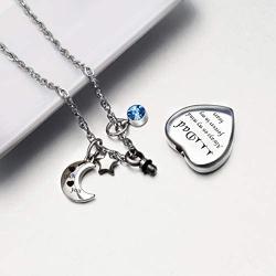 Dletay Cremation Urn Necklace with 12 Birthstones Heart Memorial Keepsakes Pendant Ashes Jewelry-Dad Always on My Mind, Forever in My Heart
