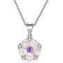 CiNily Flower Nceklace Opal Pendant Necklace for Women Girls 14K White Gold Plated Opal Jewelry Gemstone Necklaces