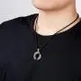 925 Sterling Silver Gemstone Round Obsidian Pendant Couple Necklaces 2PCS Lovers Gift Jewelry for Men Women