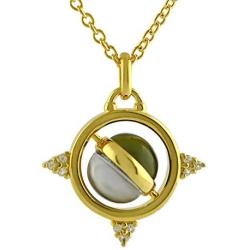 Starborn Moldavite and Meteorite Spinning Sphere Pendant