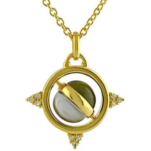 Starborn Moldavite and Meteorite Spinning Sphere Pendant