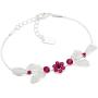 Rosemarie Collections Womens 3 Piece Rhinestone And Metal Mesh Floral Statement Necklace Bracelet Earring Set