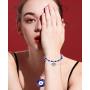 RUIZHEN 2 Pcs Blue Beads Evil Eyes Bracelet Hamsa Hand of Fatima Bracelet Glass Charm Evil Eye Leather Cord Necklace Protection Jewelry Set