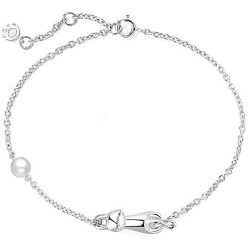 INFMETRY Cat Silver Bracelets Jewelry Birthday Gifts Ideas for Women Mom Her Girlfriend