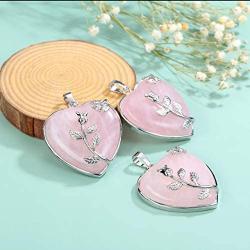 Top Plaza Natural Healing Crystals Heart Pendant Necklaces Reiki Quartz Gemstone Jewelry for Womens Girls