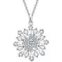 FANCIME White Gold Plated 925 Sterling Silver Blue/White CZ Cubic Zirconia Snowflake Pendant Necklace Stud Drop Dangle Earrings Set Gift For Women