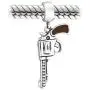 Western Marksmen Pistol Revolver Gun Dangle Bead Charm For Women Oxidized .925 Sterling Silver Fits European Bracelet Western Marksmen Pistol Revolver Gun Dangle Bead Charm For Women Oxidized .925 Sterling Silver Fits European Bracelet