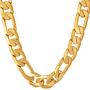 Lifetime Jewelry 11mm Figaro Chain Necklace 24k Gold Plated for Men Women & Teen