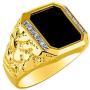 RYLOS Mens Rings Sterling Silver or Yellow Gold Plated Silver Ring With Diamonds and Black Onyx Set in Designer Nugget Style Rings For Men Mens Rings Silver Rings Sizes 8,9,10,11,12,13 Mens Jewelry
