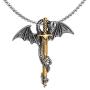 Xusamss Punk Titanium Steel Dragon Sword Wing Pendant Necklaces
