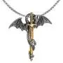 Xusamss Punk Titanium Steel Dragon Sword Wing Pendant Necklaces Xusamss Punk Titanium Steel Dragon Sword Wing Pendant Necklaces