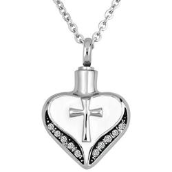 SexyMandala Religious Cross Memorial Urn Necklace for Ashes Cremation Keepsake Pendant Funnel Fill Kit