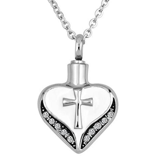 SexyMandala Religious Cross Memorial Urn Necklace for Ashes Cremation Keepsake Pendant Funnel Fill Kit