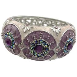 Gypsy Jewels Enamel Rhinestone Unique Chunky Wide Bold Statement Hinged Bangle Bracelet