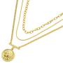 LANE WOODS Layered 18k Gold Plated Necklaces for Women - Multilayer Coin Medallion Pendant Necklace Adjustable Layering Choker Necklaces Chain Set for Women Girls Jewelry