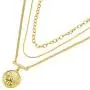 LANE WOODS Layered 18k Gold Plated Necklaces for Women - Multilayer Coin Medallion Pendant Necklace Adjustable Layering Choker Necklaces Chain Set for Women Girls Jewelry