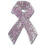 Breast Cancer Awareness Brooch for Women Black Scarf Ribbon Lapel Pin Rhinestone Brooches for Girls Jewelry … (Pink)