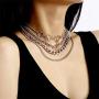 tenghong2021 Silver Layered Choker Necklace Simple Hearts Necklace Lolita Choker Chain Detachable Boho Layered Dainty Layered Cuban Chunky Chain Necklace Chic Style Jewelry for Women Girls