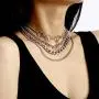 tenghong2021 Silver Layered Choker Necklace Simple Hearts Necklace Lolita Choker Chain Detachable Boho Layered Dainty Layered Cuban Chunky Chain Necklace Chic Style Jewelry for Women Girls