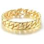 willtx Gold Cuban Link Chain Necklace or Bracelet for Men Boys Rapper Biker Hip Hop Jewelry Thick Curb Links with Design Box Clasp