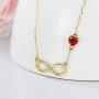Yafeeso 14K Gold Infinity Necklace, Solid Infinity Love Heart Pendant Necklace with Red Cubic Zirconia Jewelry Gifts for Her, Women, 16+2 Inch