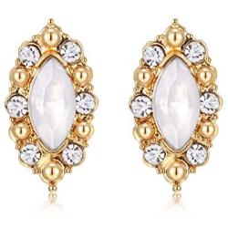 Qiji Womens Alloy Resin Flower Jewelry Set Elegant Rhinestone Gold Plated Chain Necklace Earrings