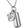 HooAMI Pet Paw Heart Charm & Cylinder Memorial Urn Necklace Stainless Steel Cremation Jewelry