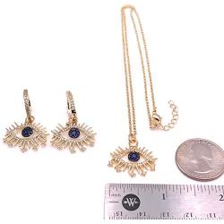 Jewelry Set for Women 18K Plated Evil Eye Earrings & Pendant Necklace ''18 Inches'' Length