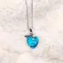Women Ocean Heart Pendant Necklace, Heart Cut Crystal Simulated Aquamarine White Gold Plated Adjustable Chain Jewelry for Birthday Party Wedding Engagement Xmas Gift