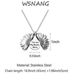 WSNANG You Are My Bestie Bitch Sunflower Locket Necklace Friendship Jewelry Gift for BFF Best Friend Sister