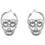 4 Pairs Halloween Skull Skeleton Earrings Hollow Skull Face Hoop Stud Earrings Punk Style Gothic Scary Silver Drop Dangle Earrings for Men Women Jewelry Accessory