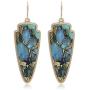 Marble Effect on Recycled Wood, Arrowhead Shape Drop Statement Earrings