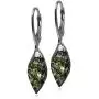 Green Amber Sterling Silver Marquise Leverback Earrings Green Amber Sterling Silver Marquise Leverback Earrings