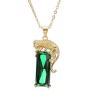 AILUOR 14K Gold Plated Green Crystal Leopard Pendant Necklace, Women Mens Hip Hop Punk Created Emerald Panther Necklace Jewelry Gifts