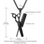 U7 Antique Style Scissors Necklace Hairdresser Gift Jewelry Stainless Steel Scissors Comb Charm Pendant, Chain 22''
