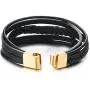 COOLSTEELANDBEYOND Mens Women Stainless Steel Feather Multi-Strand Black Braided Leather Bangle Bracelet