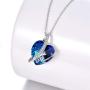 Gifts for Love Sterling Silver Couple Heart Pendant Necklace with Blue Crystal Elements Jewelry Gift for Wife Girlfriend