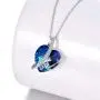 Gifts for Love Sterling Silver Couple Heart Pendant Necklace with Blue Crystal Elements Jewelry Gift for Wife Girlfriend