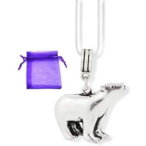 Polar Bear Jewelry for Women | Polar Bear Necklace for Women on a 22 inch Silver Plated Snake Chain a Great Polar Bear Chain Bear Pendants and Polar Bear Gifts for Women or Men with Great Silver Bear