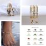 U7 Women Girls Customized ID Bracelet Stainless Steel/18K Gold Plated Dainty Link Engraving Name/ICE/Birthstone Identification Bar Bracelet Bangle
